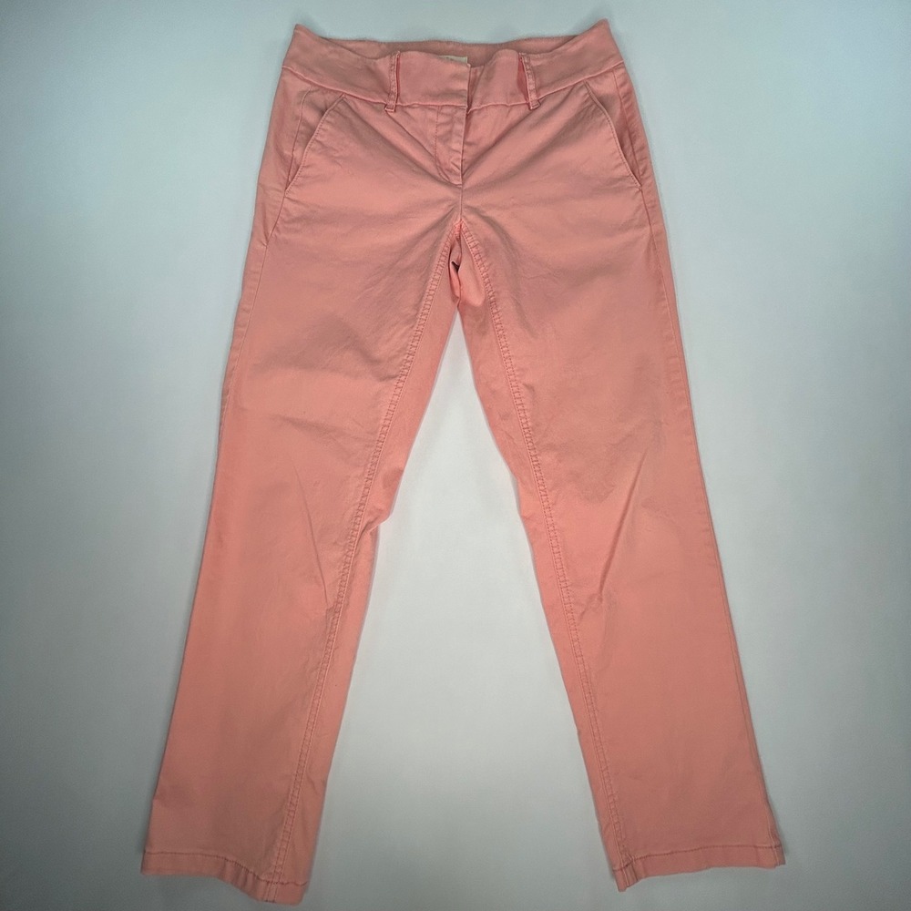 LOFT Marisa Women's Size 2 Coral Pink Stretch Chino Straight Leg Pants